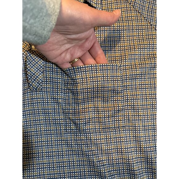 Lilly Daché Mens XL Short Sleeve VTG 70's Disco Geometric Psychedelic Blue Gold - Picture 2 of 7